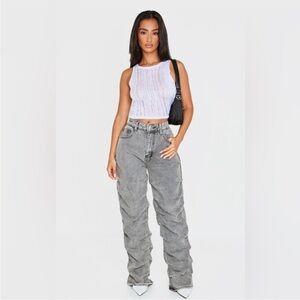 PrettyLittleThing Gray Washed Straight Leg Jeans